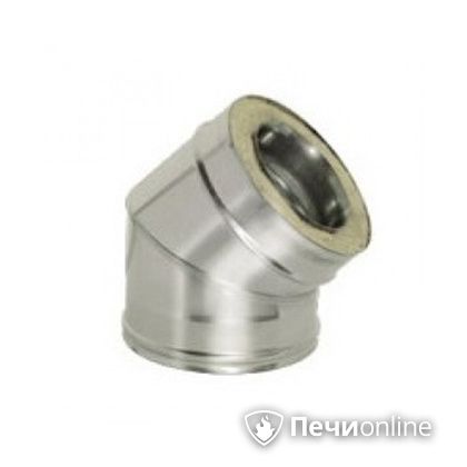 Дымоход Дымок Колено 45° с изоляцией 0,8 мм. OТFR45 200/280 в Иванове