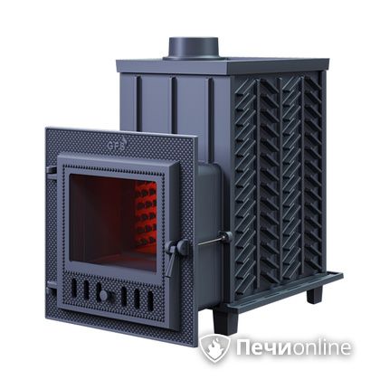 Дровяная банная печь Гефест ЗК-18 (М) чугунная дверца со стеклом закрытая каменка в Иванове