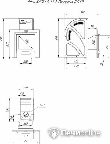 Дровяная банная печь Теплодар Каскад-12 Т Панорама (2018) в Иванове