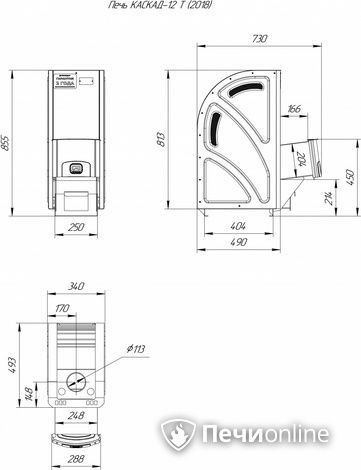 Дровяная банная печь Теплодар Каскад-12 Т (2018) в Иванове