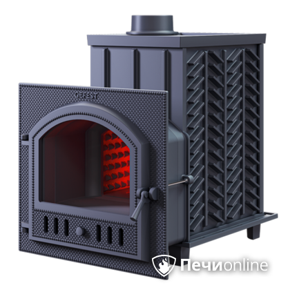 Дровяная банная печь Гефест ЗК-30 (П) чугунная дверца со панорамным стеклом закрытая каменка в Иванове