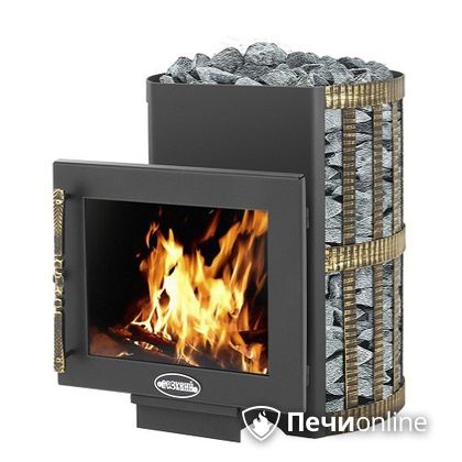 Дровяная банная печь Везувий Скиф Ковка 16 Панорама в Иванове