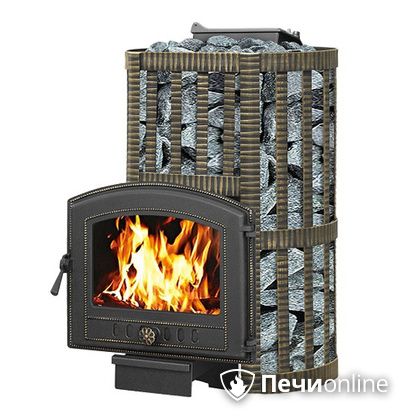 Дровяная банная печь Везувий Ураган Ковка 16 (224) с закрытой каменкой чугун в Иванове