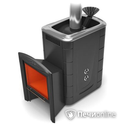 Дровяная банная печь TMF Гейзер 2014 Inox Витра с теплообменником антрацит в Иванове