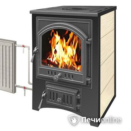 Печь-камин Везувий ПК-01(205) с плитой и теплообменником бежевый в Иванове