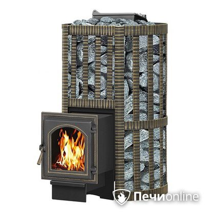 Дровяная банная печь Везувий Ураган Ковка 22 (270) с закрытой каменкой чугун в Иванове