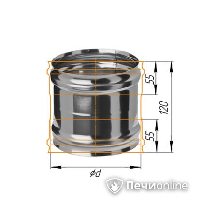 Дымоход Феррум Адаптер ММ для печи нержавеющий 08 d-150 в Иванове