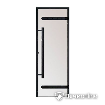 Дверь для бани Harvia Стеклянная дверь для сауны LEGEND 7/19 черная коробка сосна сатин D71905МL в Иванове