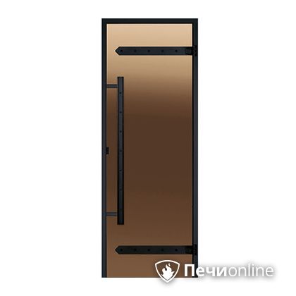 Дверь для бани Harvia Стеклянная дверь для сауны LEGEND 8/19 черная коробка сосна бронза  D81901МL в Иванове